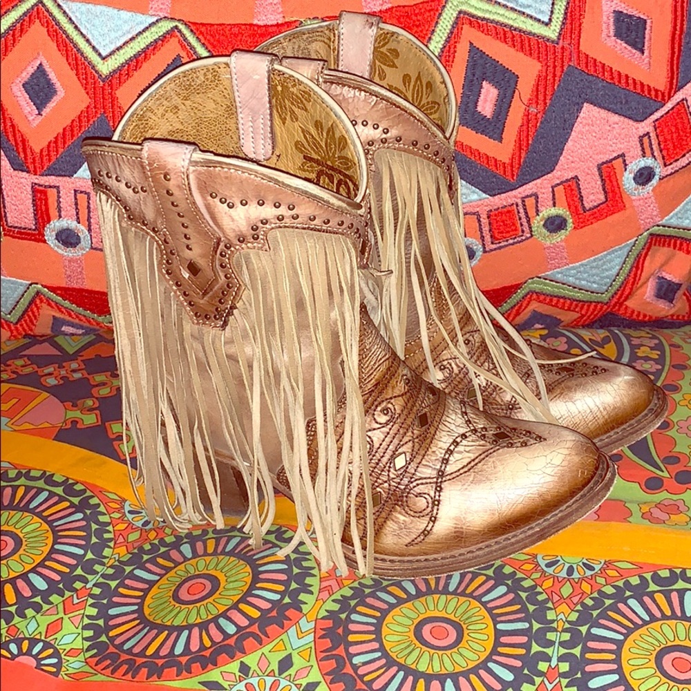 Corral distressed ankle booties, worn ONCE!